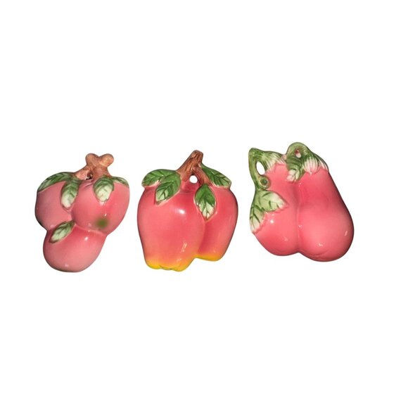 Set Of 3 Vintage Ceramic Fruit & Vegetable Wall Hanging Decorative Plaques - Picture 1 of 10